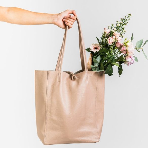 Nagyméretű bőr táska, shopper, laptop táska, rózsaszín